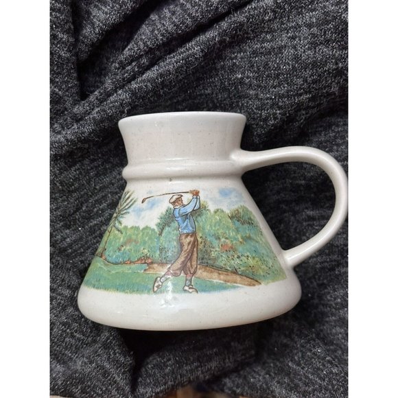 Otagiri Other - Otagiri Papel Graphics No Spill Mug Coffee Cup Golf Course Golfer Vtg